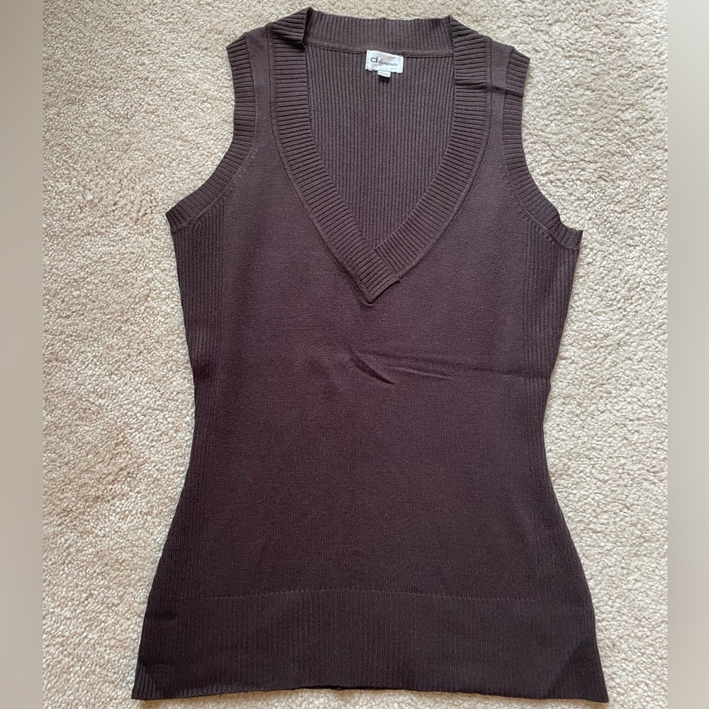 Dynamite Pull-on Brown Ribbed Sweater Vest